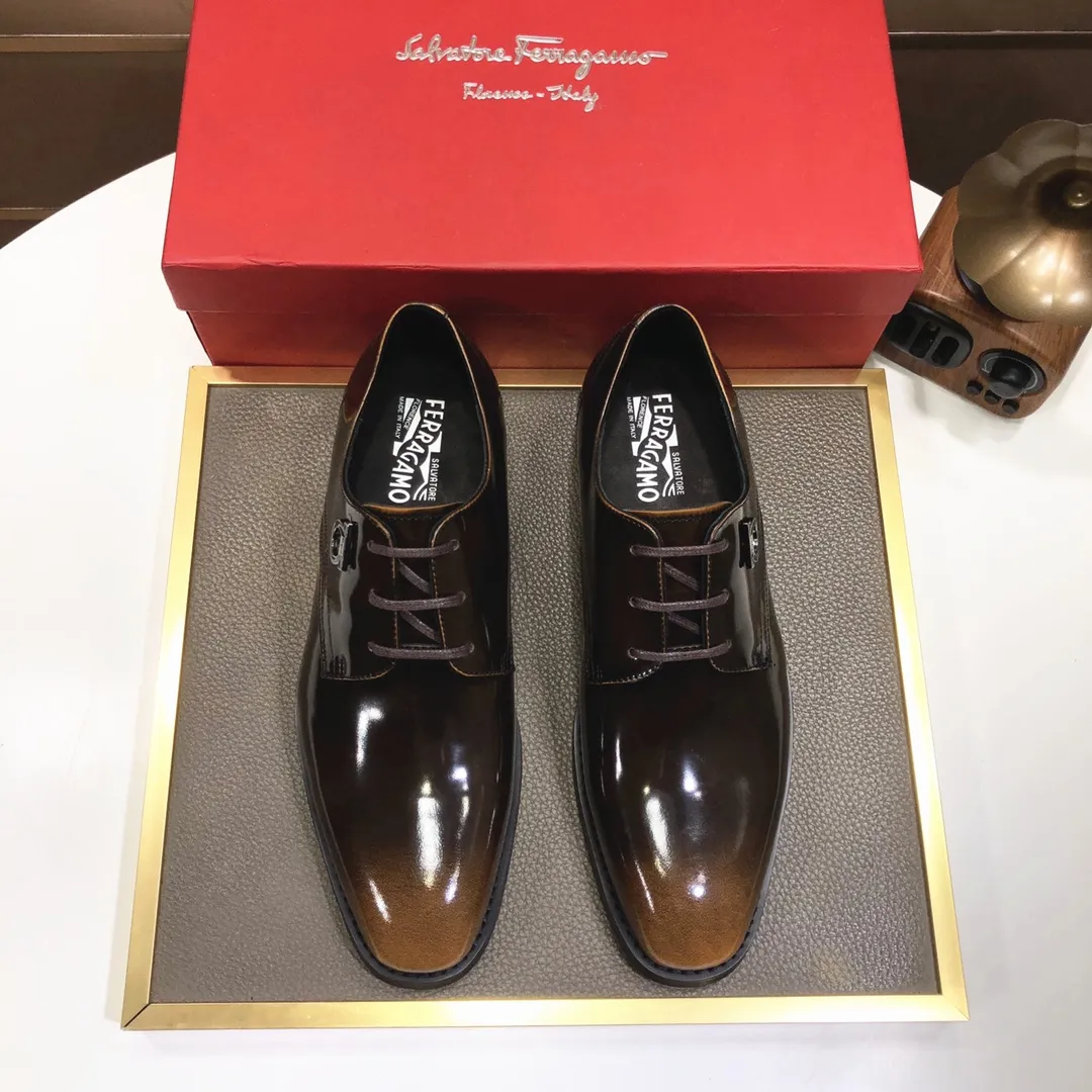 Men's shoes 💰540💰[Ferragamo/Ferragamo] (high-end Niuli) New 🍀 Ferragamo* - top version Ferragamo's classic formal leather shoes! Made of imported original cowhide, the inner top layer is comfortable cowhide lining! Original wear-resistant rubber outsole! High quality products! Code number 38-44!